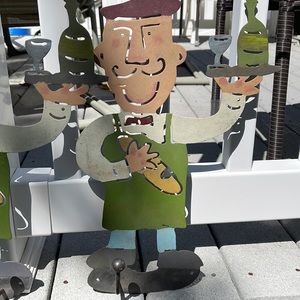 Whimsical kitchen chef wall hook. Heavy-  made of iron or steel or some metal.